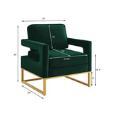 Modern Style Accent Chair with Gold Metal Base , Velvet Upholstered Leisure Chair with Open Armrest, W2186P148524