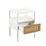 15.75" Rattan End table with drawer, Modern nightstand, metal legs,side table for living room, W1265121753