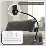 38" Single Sofa with Storage Ottoman, Adjustable Phone Holder, USB Charger, Side Storage Pockets, N723P303462E