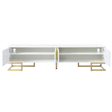 ON-TREND Modern TV Stand Metal Legs and Gold Handles for TVs Up to 80'', Media Console Table WF325614AAK