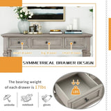 Classic Retro Style Console Table with Three Top Drawers and Open Style Bottom Shelf, Easy Assembly 35752405