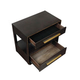 2 Drawers Nightstand with Shelf in Smoked Peppercorn Finish B016P255632