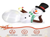 9.8 FT Lighted Christmas Inflatable Decoration, Large Inflatable Lying Snowman, Funny Blow Up Yard 62074285