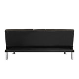 ZNTS Sofa Bed with Armrest two holders WOOD FRAME, STAINLESS LEG, FUTON BROWN PVC,DARK BROWN W2297P284141