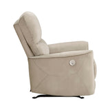 Modern Living Room 1pc Power Rocker Reclining Chair Light Brown Velvet Upholstery Solid Wood Frame B011P264607