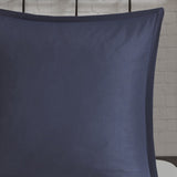 7 Piece Printed Seersucker Comforter Set with Throw Blanket Blue Full/Queen B03597121