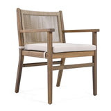 Outdoor Dining Chairs Set of 2, Acacia Wood Patio Armchair with Rope Design Back and Water Repellent N779P224995B