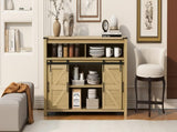 59.3''Sideboard with Sliding Barn Door and Mesh Panels,Farmhouse Buffet with Open N711P347388O