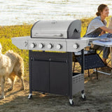 Propane Grill 4 Burner Barbecue Grill Stainless Steel Gas Grill with Side Burner, 46,500 BTU Outdoor W3212P279748