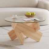 Circular glass coffee table, 33.4-inch modern and distinctive design tea table. Tempered glass GL-W1151P146792