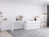Extended Desktop 6 Drawers Chest of Drawer without Handle White Color Vanity W2139134917