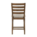 Counter Height Chairs Set of 2 Traditional Cherry Finish Wood Frame Beige Upholstery Dining B011P263745