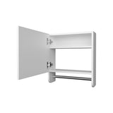 Pine Medicine Cabinet in Melamine With a Towel Bar And Included Mirror, White B128P237172