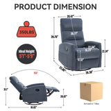 Manual Recliner Chair with Rocker and Swivel in Fabric for Living Room, Blue Grey 52130919