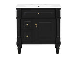 24 Inch Bathroom Vanity with Sink, Black Freestanding Bathroom Cabinet with Flip Drawer, Adjustable 84849124