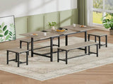 Expandable Dining Table Set for 4-8, 63" Large Extendable Kitchen Table with 2 Benches & 2 Stools, W1820P464320