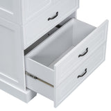 Tall Bathroom Storage Cabinet, Cabinet with Two Doors and Drawers, Adjustable Shelf, MDF Board, N725P206123K