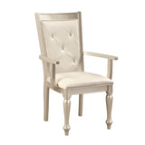 Modern Silver Finish Arm Chairs 2pc Set Crystal Button-Tufted Chair Traditional Design Dining Room B01182312