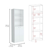 Home 2-Door Bookcase, Modern Storage Unit with Dual Doors and Multi-Tier Shelves -White -Office B200137830