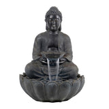 ZNTS 24x20.5x34" Dark Gray Buddha Statue Water Fountain, Indoor Outdoor Polyresin Fountain with Light W2078124552