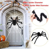 Halloween Decorations Spider Outdoor 49inch Halloween Spider with 126 inch Tarantula Mega Spider Web 86348952