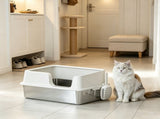 Light Gray Stainless Steel Litter Box High Side, Scoop Included, Easy Cleaning & Anti-Urine 88221846
