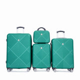 4-piece ABS lightweight suitcase, 14 inch makeup box, aircraft wheels DARK GREEN W284P149256