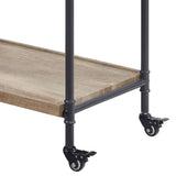 Oak and Sandy Black 2-Shelf Serving Cart B062P186435