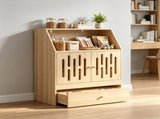 Pet Food Storage Cabinet Dog Feeding Station, with 2 Elevated Bowls & Slow-Feed Mat for Dogs & Cats 56619351