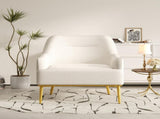 Modern Accent Chair Upholstered Armchair Single Sofa Chair with Curved Backrest and Gold Metal Legs N763P360684A