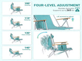 4-Position Adjustable Backpack Beach Chair, Foldable Rustproof Aluminum Frame Lounge Chair with 20945443
