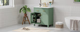 30-inch Bathroom Vanity with Ceramic Sink, Modern Green Single Bathroom Cabinet with 2 Doors and a WF324045AAF