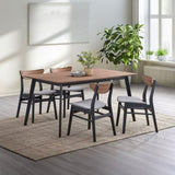Contemporary Dining Side Chairs Set of 2 Walnut and Black Finish Gray Upholstery Wooden Kitchen B2741P325725