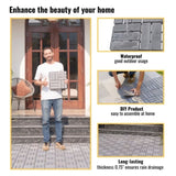 30 PCS Interlocking Deck Tiles Checker Pattern, 12" x 12" Square Light Gray Acacia Hardwood Outdoor W2391P288857