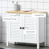 Pedestal Sink Storage Cabinet, Under Sink Cabinet with Double Doors, Antique White, Walnut-AS 91165157