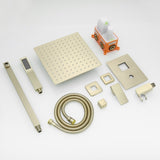 Brushed Gold System 10 Inch Bathroom Luxury Rain Mixer Combo Set Wall Mounted Rainfall W1932P197196