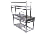 39.4in Stainless Steel Utility Sink Set, Single Bowl Commercial Sink w/ Shelves Single Bowl Sink for 91301593