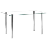 ZNTS Simple Assembled Transparent Glass & Iron Dinner Table 68778429