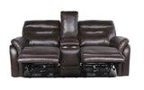 Contemporary Recliner Console Loveseat - Coffee or Wine Color Options - Power Reclining, B081109560