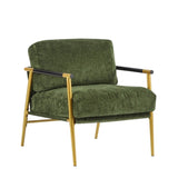 27.56" Modern Accent Chair with Plush Cushions, Minimalist Metal Frame, and Wooden Armrest Design N767P215306E