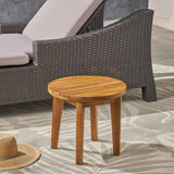 Outdoor 16" Acacia Wood Side Table, Teak Finish 62266.00