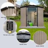 ZNTS Outdoor storage sheds 4FTx6FT Apex roof brown with Sliding Doors W1350P232286