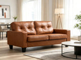 Brown 51" Wide Double Sofa 2-Seater Tufted PU Leather Loveseat with Padded Armrests 30464890
