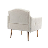 ZNTS COOLMORE Modern Accent Chair with Arms, Tufted Decorative Fabric Armchair with Gold Metal Legs, W39537932