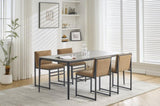 Modern Dining Chairs set of 2, Upholstered Linen cushions and backrest with minimalist craft iron W1249P257010