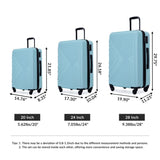 3 Piece Luggage Sets ABS Lightweight Suitcase with Two Hooks, Spinner Wheels, TSA Lock, 62300134