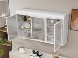 3 Door Arched Wall Mounted Glass Cabinets for Kitchen, Living Room and Bathroom W757P221502