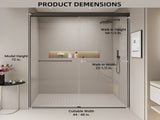 44-48 in. W x 72 in. H Double Sliding Shower Door, Semi-frameless Bypass Bathroom Sliding Door with W1920P300302