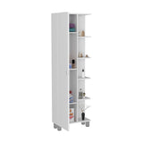 Urano Corner Linen Cabinet, Five External Shelves, Single Door, Four Interior Shelves -White B20091991