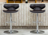 Masaccio Upholstery Airlift Adjustable Swivel Barstool with Chrome Base, Set of 2, Dark Brown T2574P164832